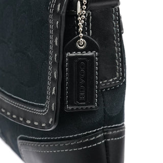 Coach Black Signature Canvas Turnlock Shoulder Bag