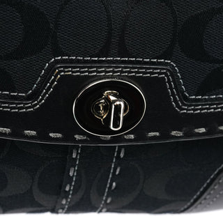 Coach Black Signature Canvas Turnlock Shoulder Bag