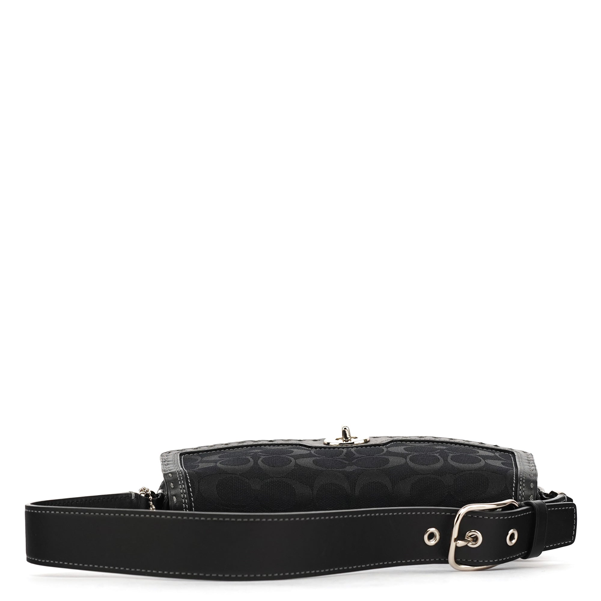 Coach Sac porté épaule à fermoir tournant en toile Signature noire