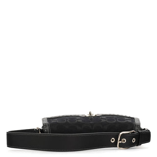 Coach Black Signature Canvas Turnlock Shoulder Bag