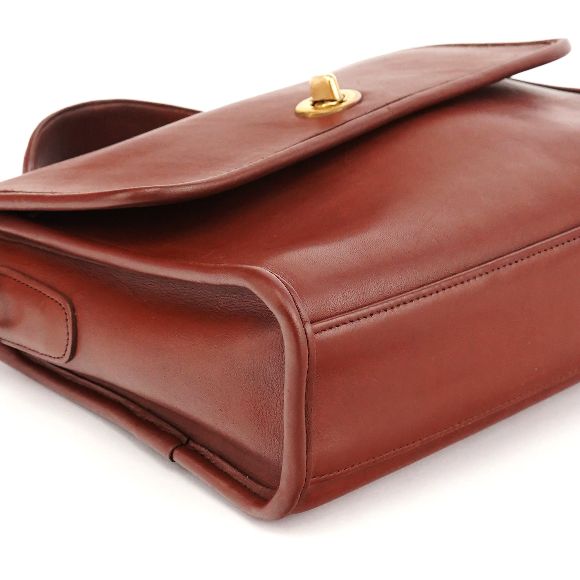 Coach Burgundy Glove-Tanned Leather Turnlock 2-Way Bag