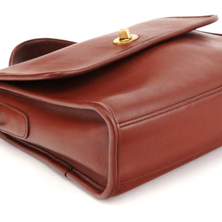 Coach Burgundy Glove-Tanned Leather Turnlock 2-Way Bag