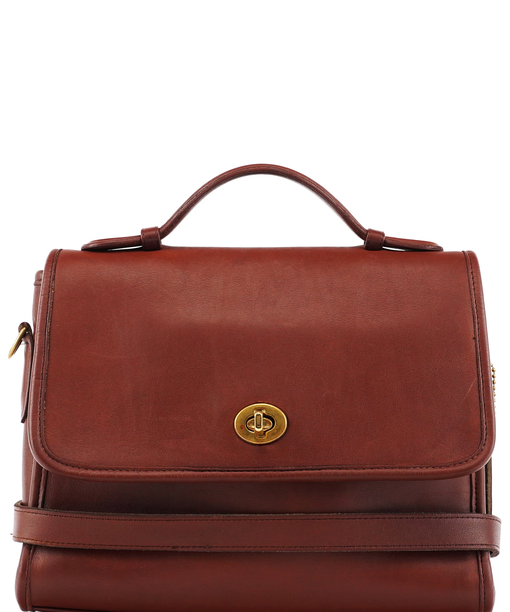 Coach Burgundy Glove-Tanned Leather Turnlock 2-Way Bag