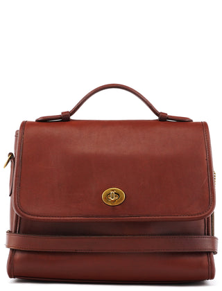 Coach Burgundy Glove-Tanned Leather Turnlock 2-Way Bag