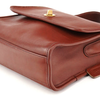 Coach Burgundy Glove-Tanned Leather Turnlock 2-Way Bag