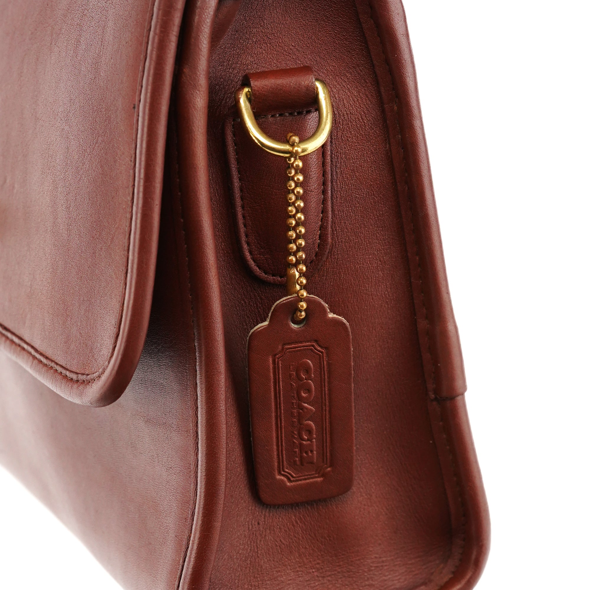 Coach Burgundy Glove-Tanned Leather Turnlock 2-Way Bag
