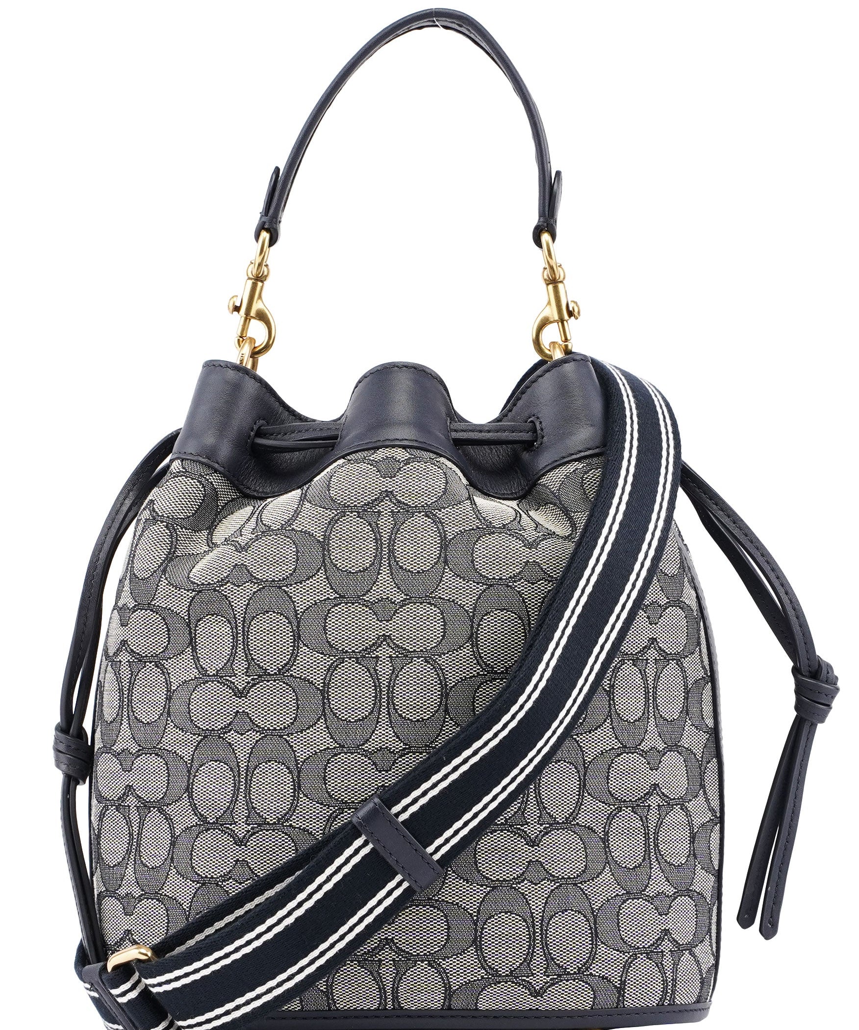 Coach C3853 Beige Navy Signature C Bucket 2-Way Bag