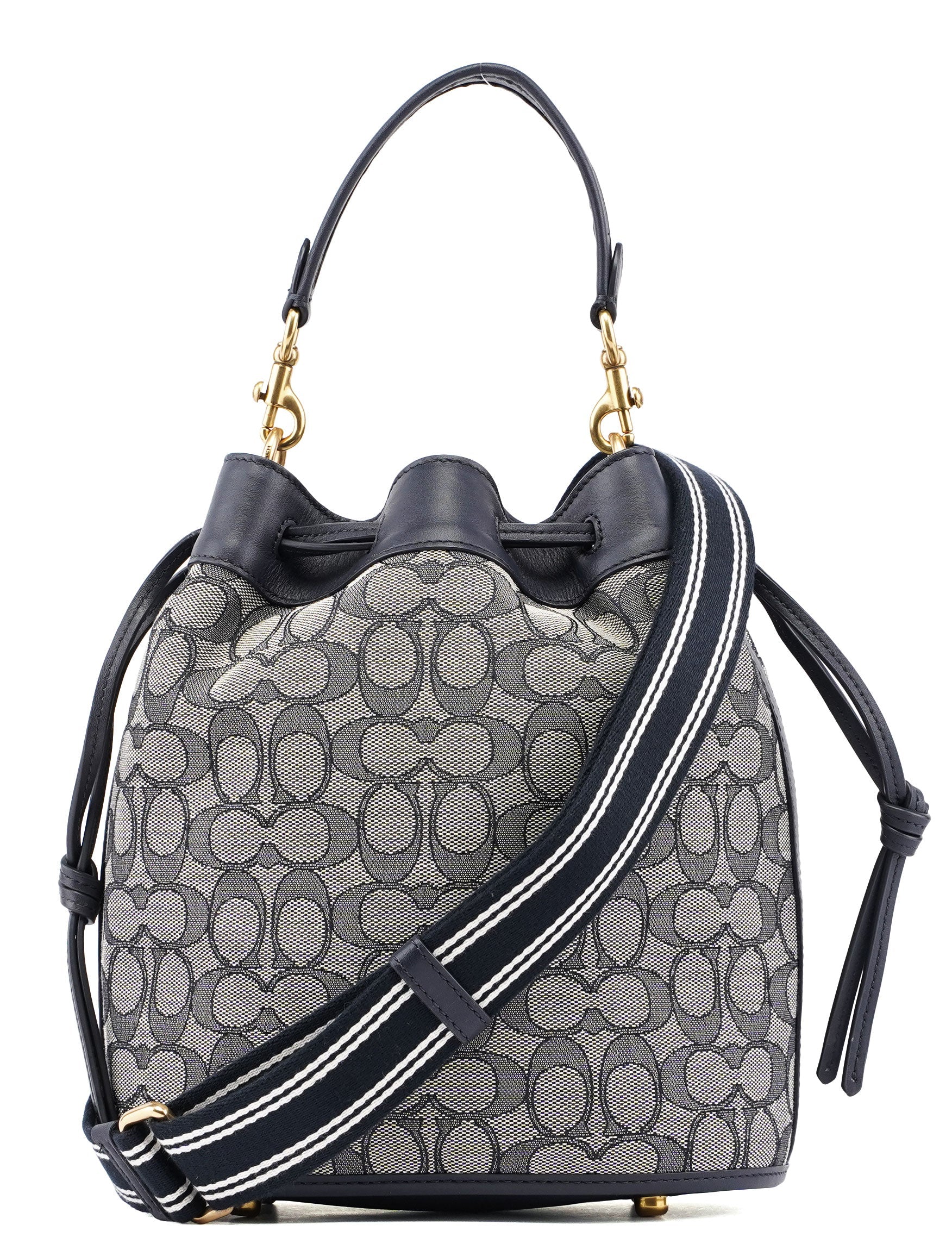 Coach C3853 Beige Navy Signature C Bucket 2-Way Bag