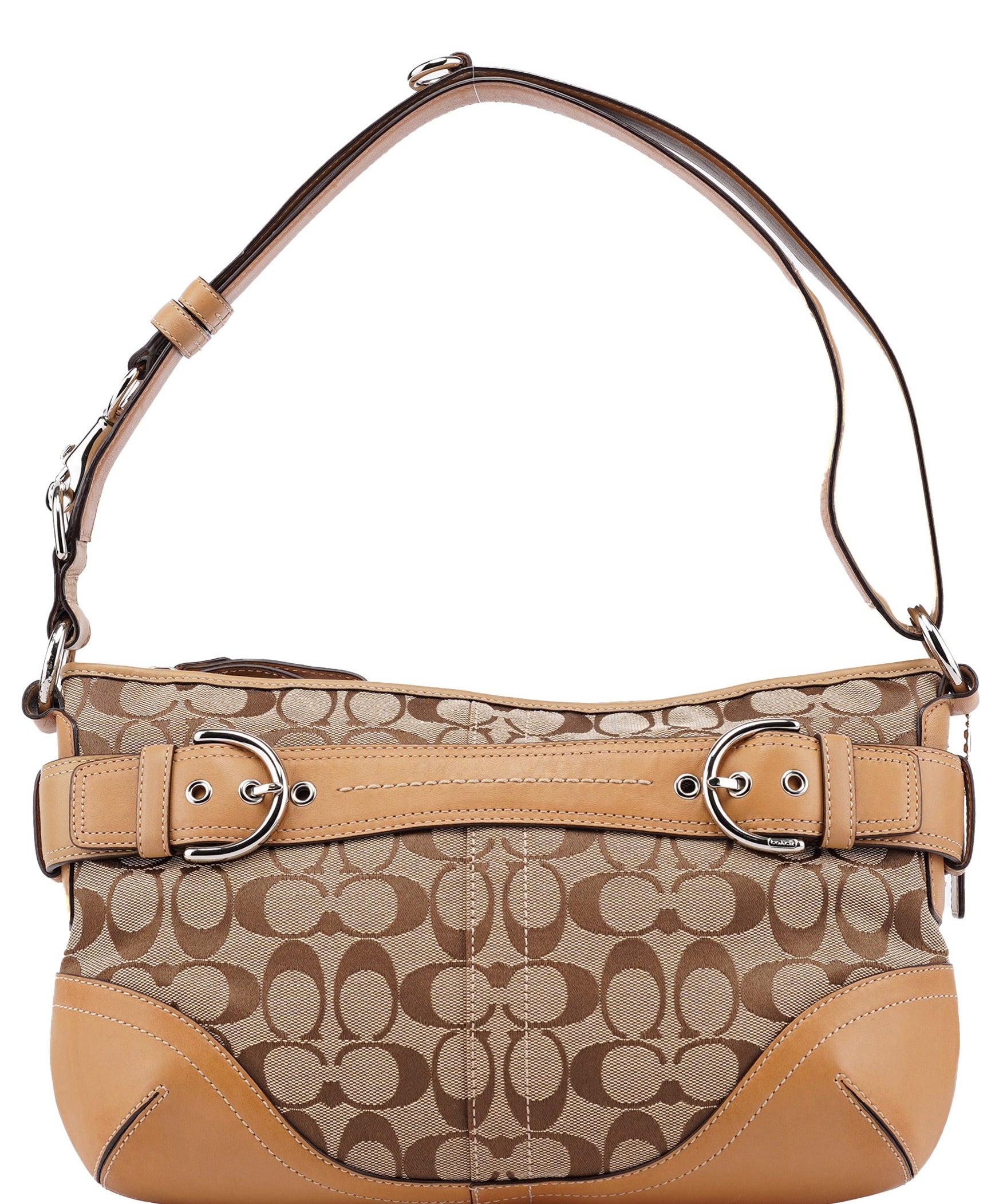 Coach F07077 Beige Signature C Hobo Shoulder Bag