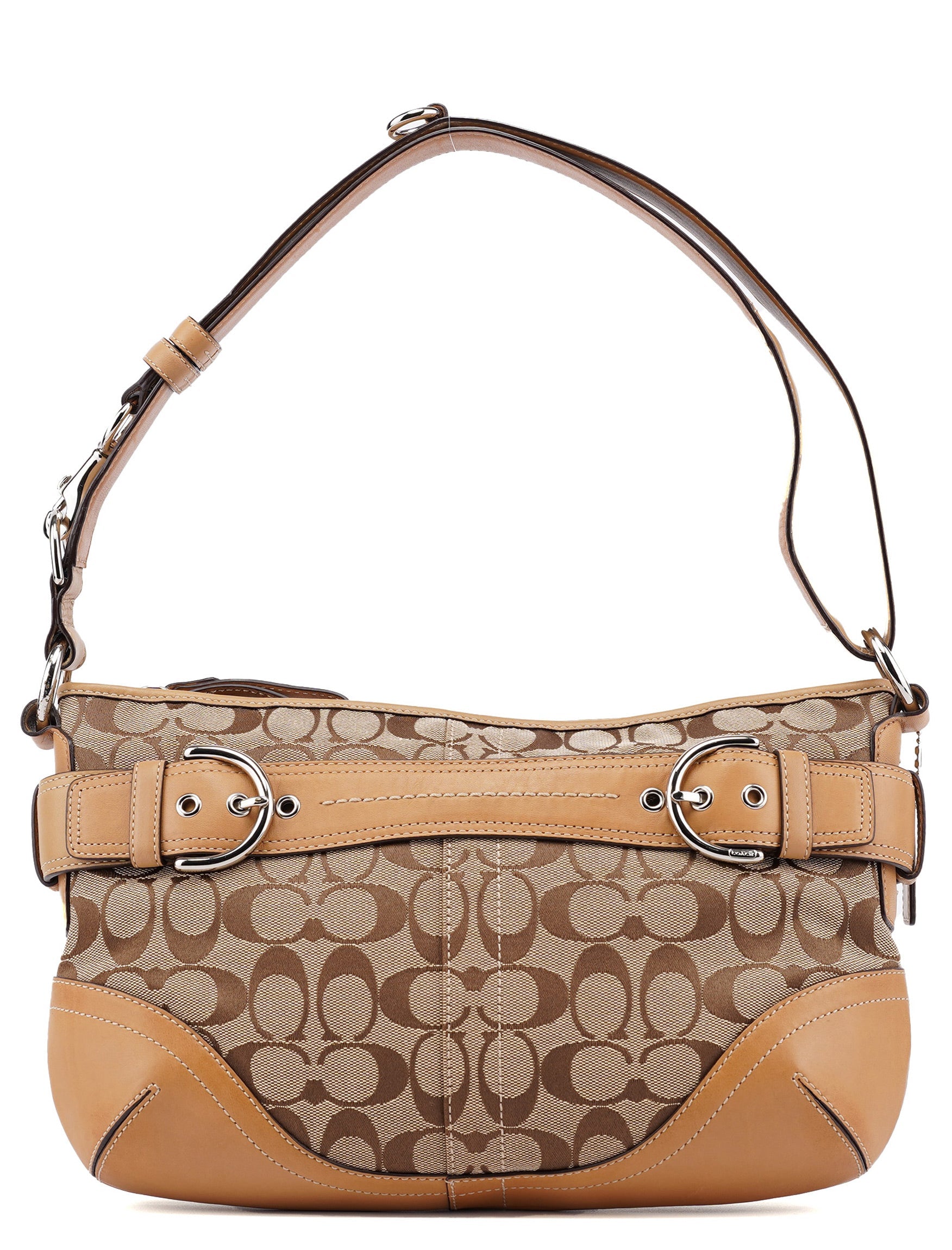 Coach F07077 Beige Signature C Hobo Shoulder Bag