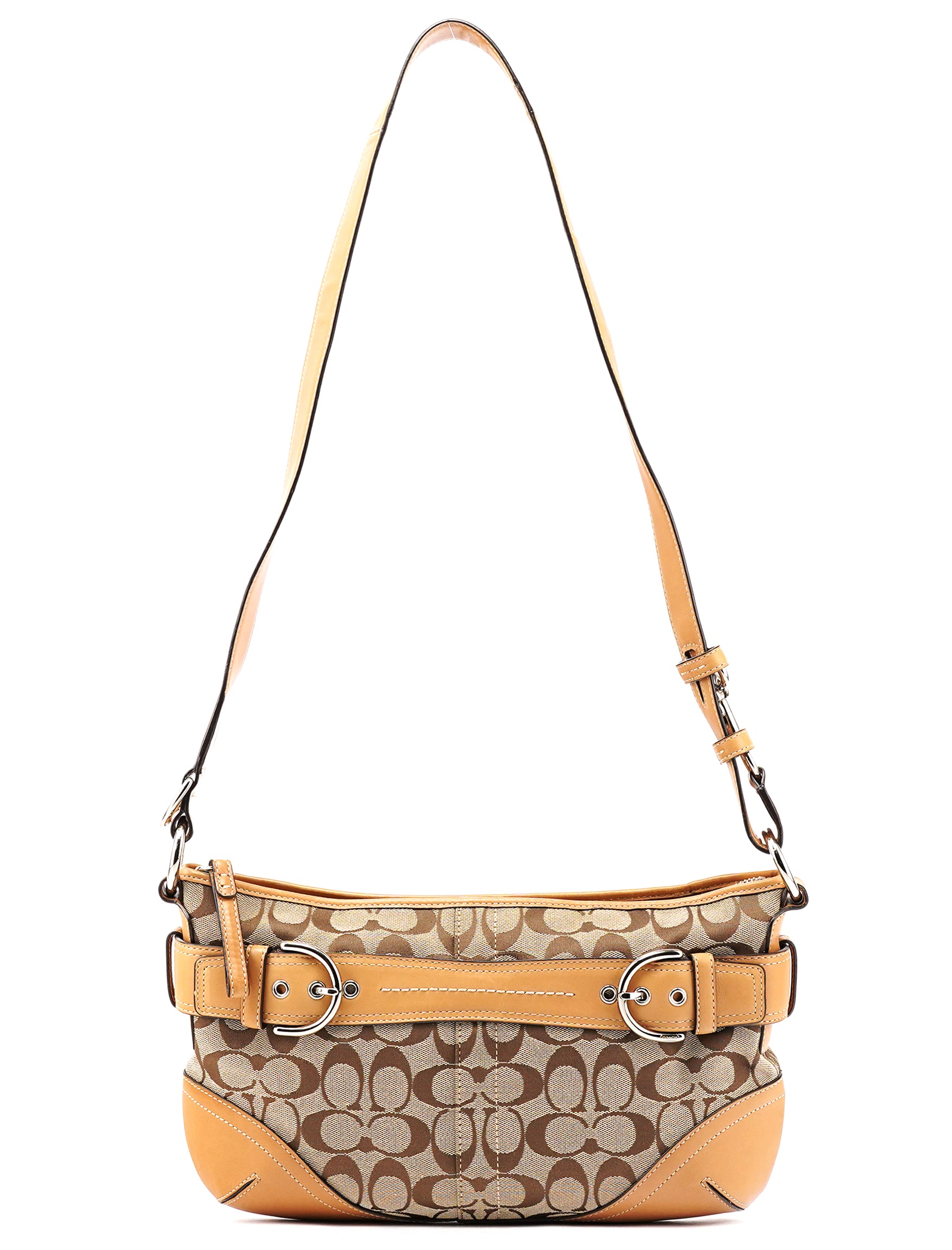 Coach F07077 Beige Signature Soho 2-Way Bag