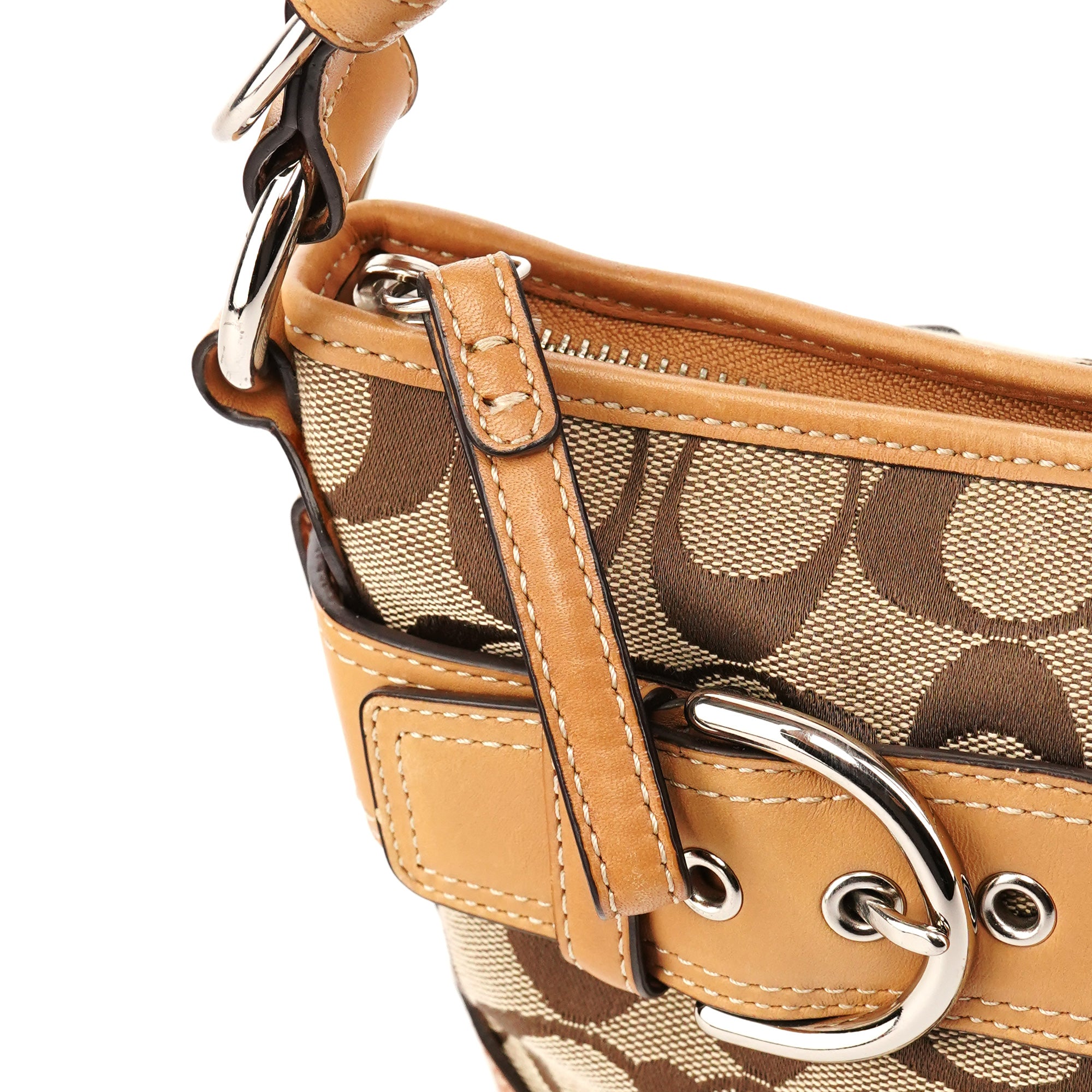 Coach F07077 Beige Signature Soho 2-Way Bag