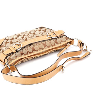 Coach F07077 Beige Tan Signature Canvas Soho 2-Way Bag