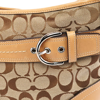 Coach F07077 Beige Tan Signature Canvas Soho 2-Way Bag