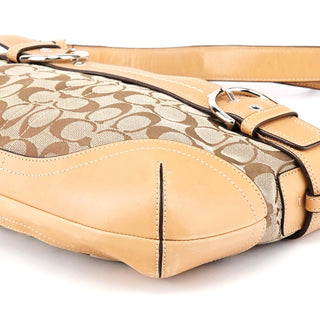 Coach F07077 Beige Tan Signature Canvas Soho 2-Way Bag