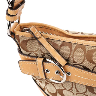 Coach F07077 Beige Tan Signature Canvas Soho 2-Way Bag