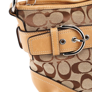 Coach F07077 Beige Tan Signature Canvas Soho 2-Way Bag
