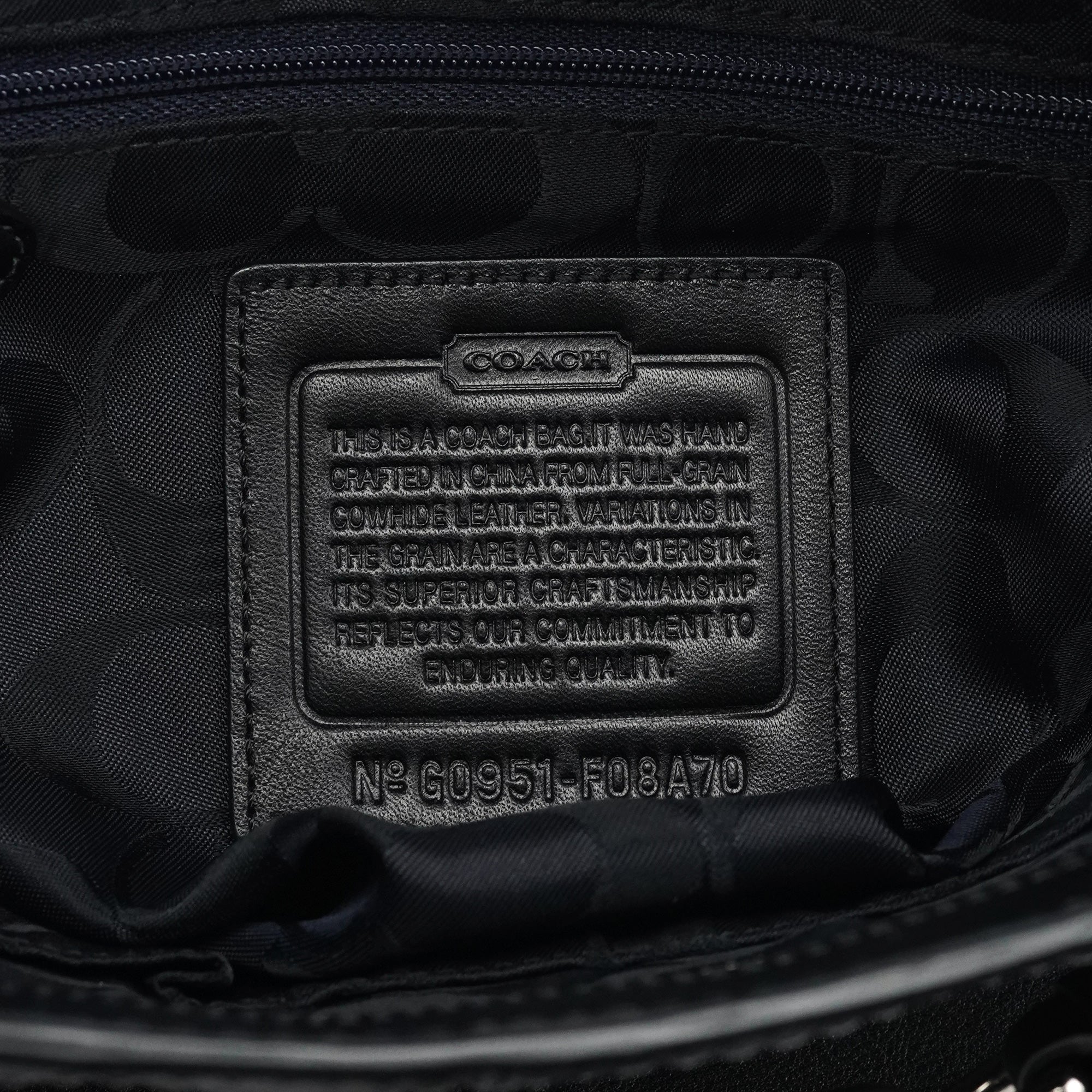 Coach F08A70 Black Leather Hampton Tote Bag
