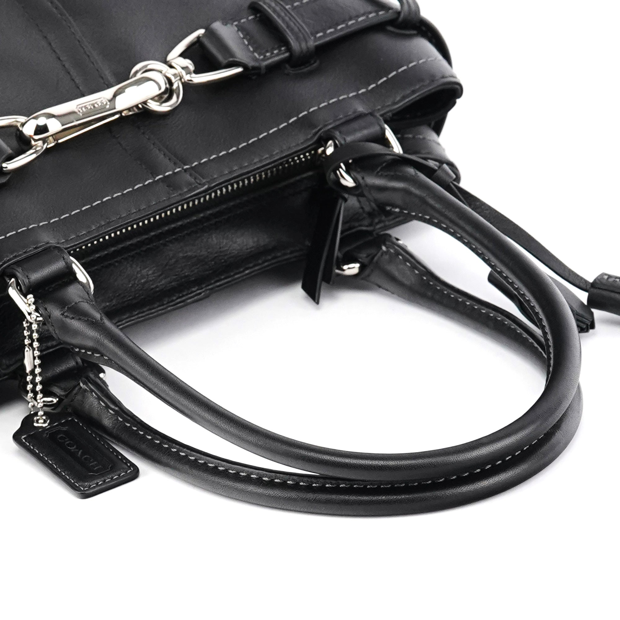 Coach F08A70 Sac cabas Hamptons en cuir noir