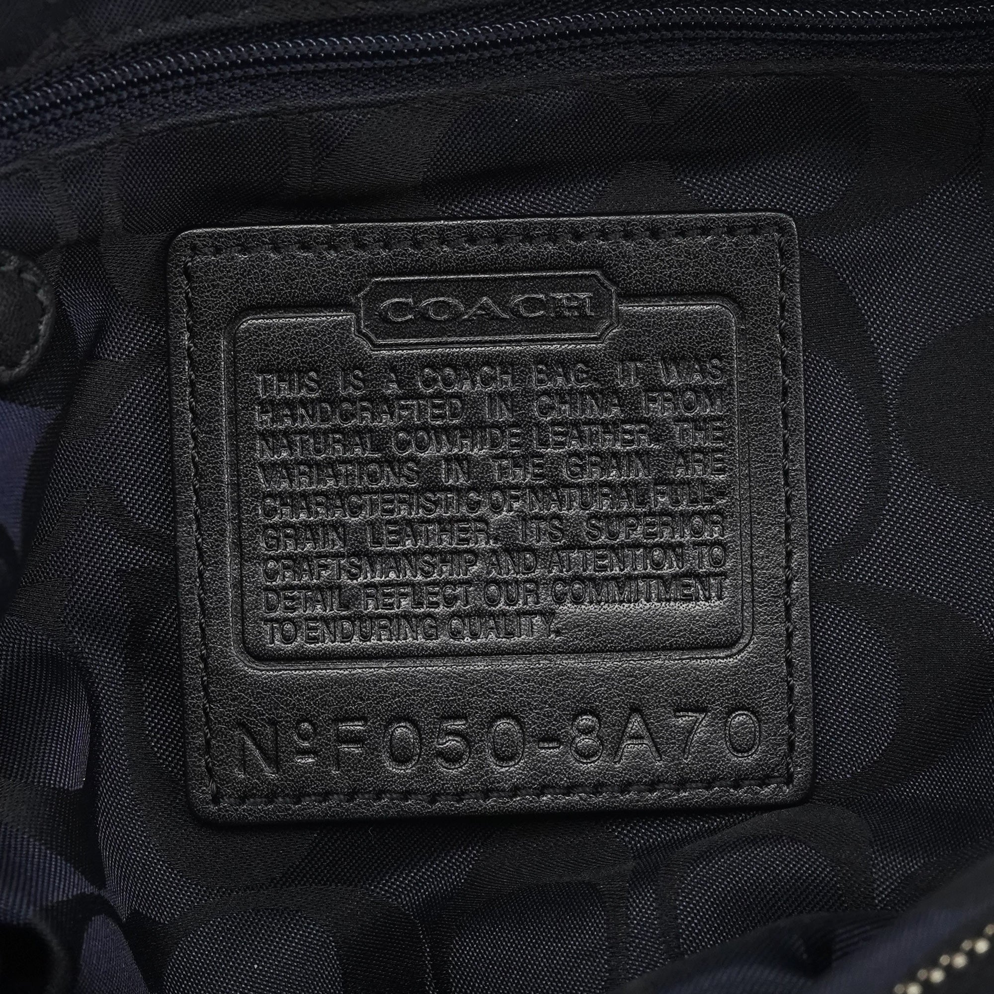 Coach F08A70 Black Leather Hamptons Tote Bag