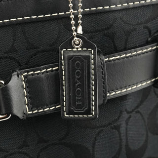 Coach F08K06 Black Signature Canvas Hamptons Tote Bag