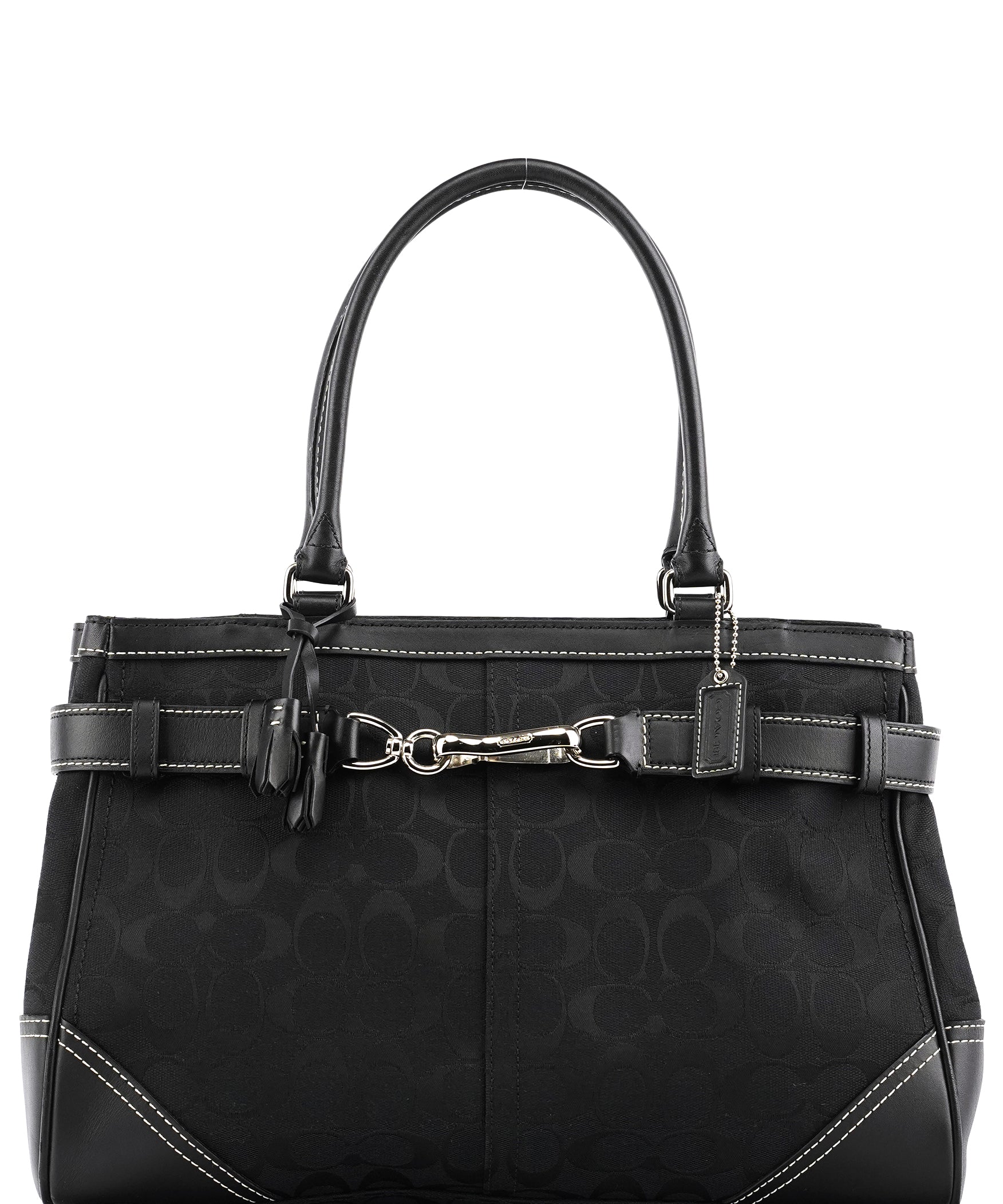 Coach F08K06 Black Signature Canvas Hamptons Tote Bag