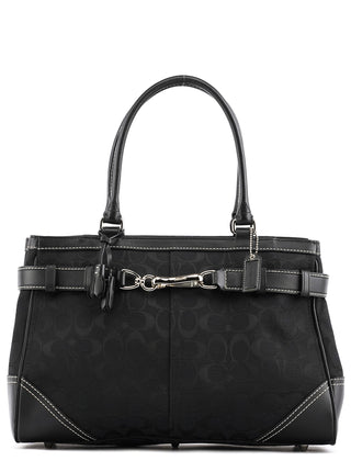 Coach F08K06 Black Signature Canvas Hamptons Tote Bag