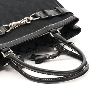 Coach F08K06 Black Signature Canvas Hamptons Tote Bag
