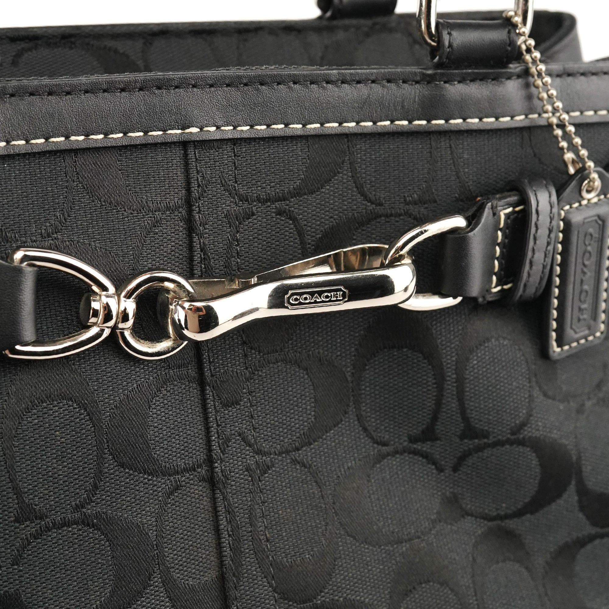 Coach F08K06 Black Signature Hamptons Tote Bag