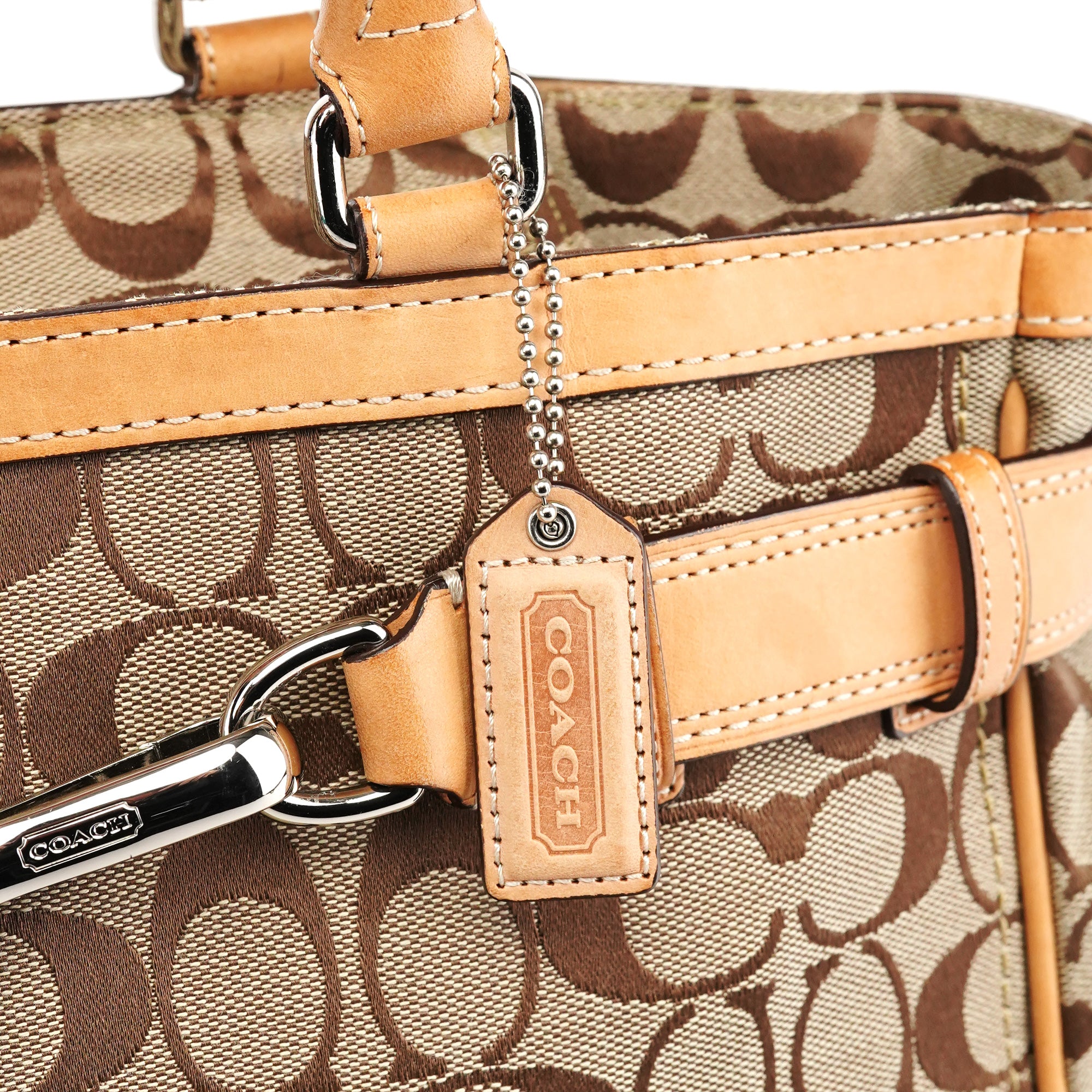 Coach F08K07 Beige Tan Signature Tote Bag