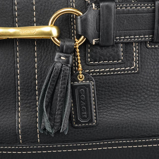 Coach F10212 Black Pebbled Leather Hamptons Tote Bag