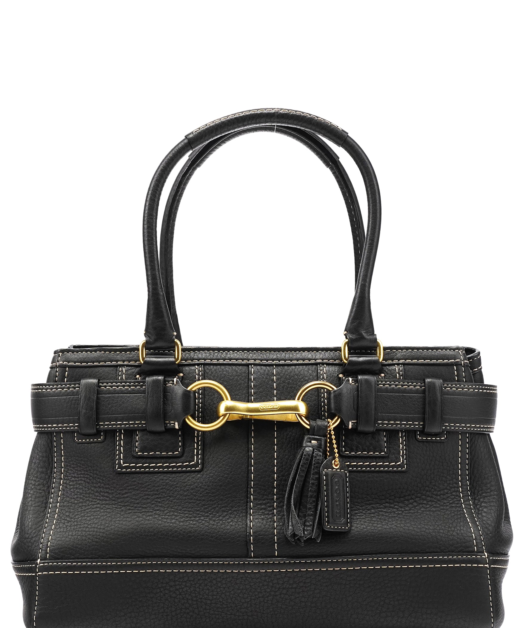 Coach F10212 Black Pebbled Leather Hamptons Tote Bag