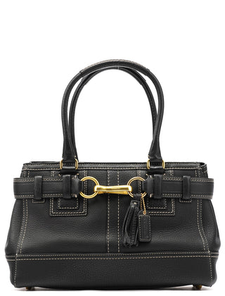 Coach F10212 Black Pebbled Leather Hamptons Tote Bag