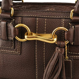 Coach F10212 Brown Pebbled Leather Hamptons Tote Bag