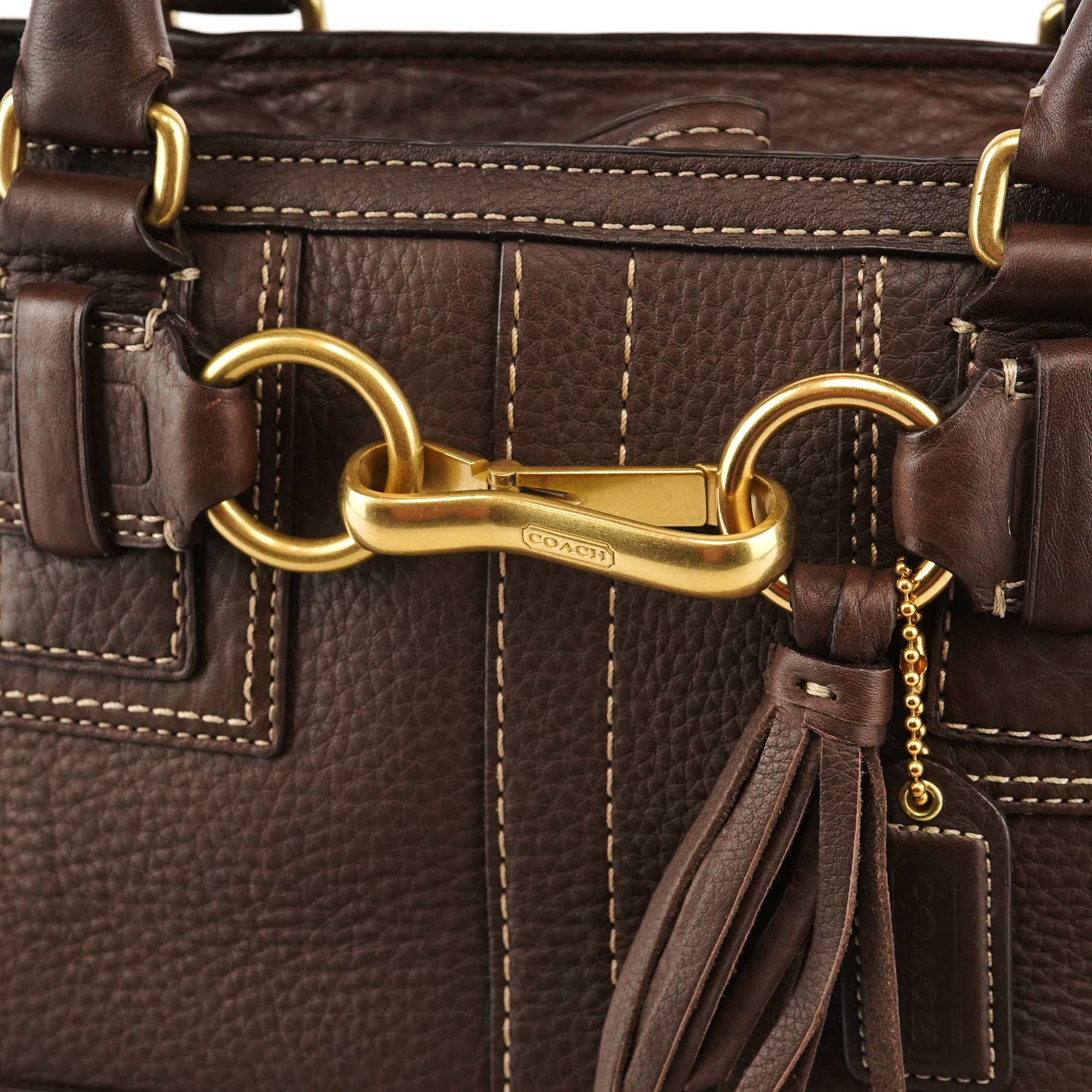 Coach F10212 Brown Pebbled Leather Hamptons Tote Bag