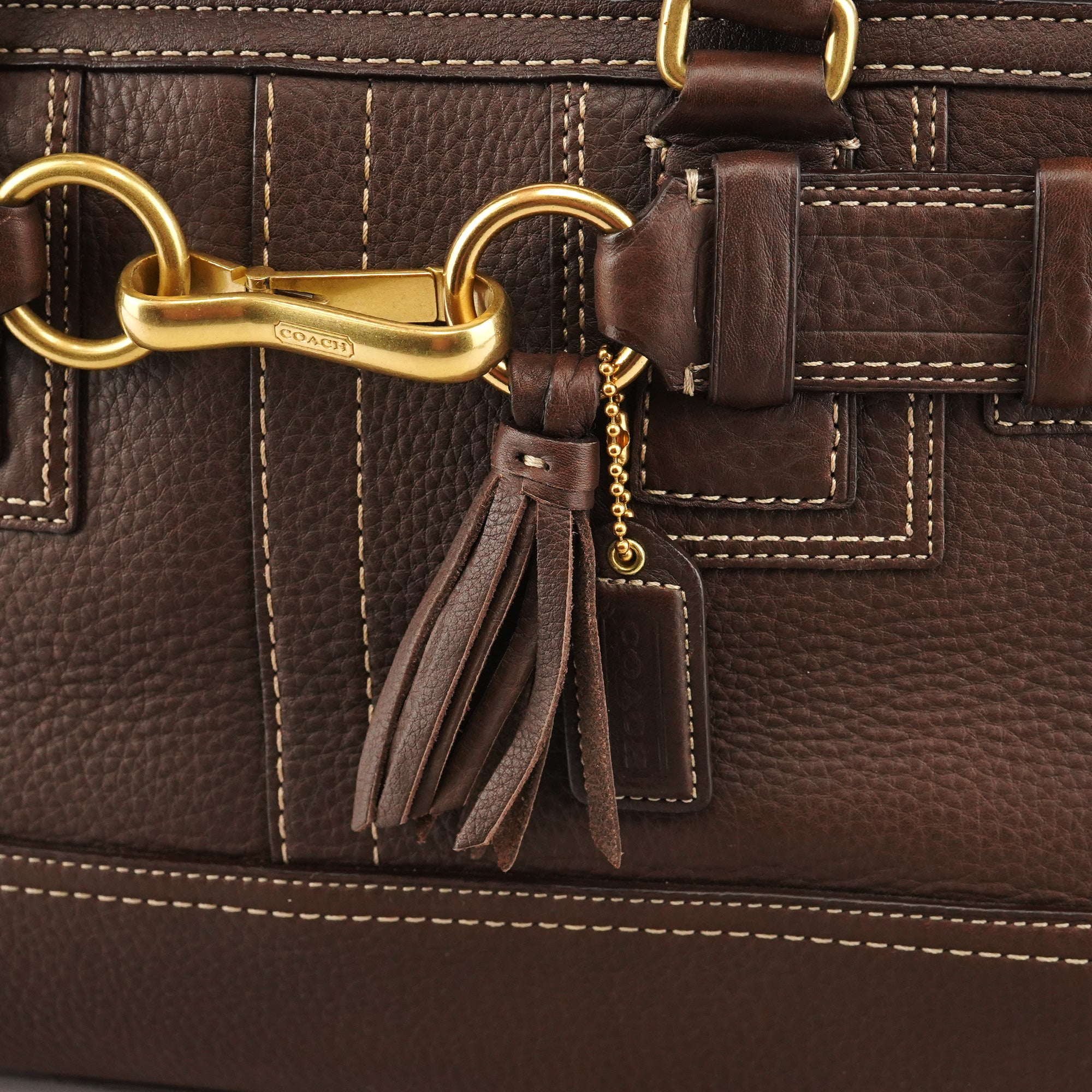 Coach F10212 Brown Pebbled Leather Hamptons Tote Bag