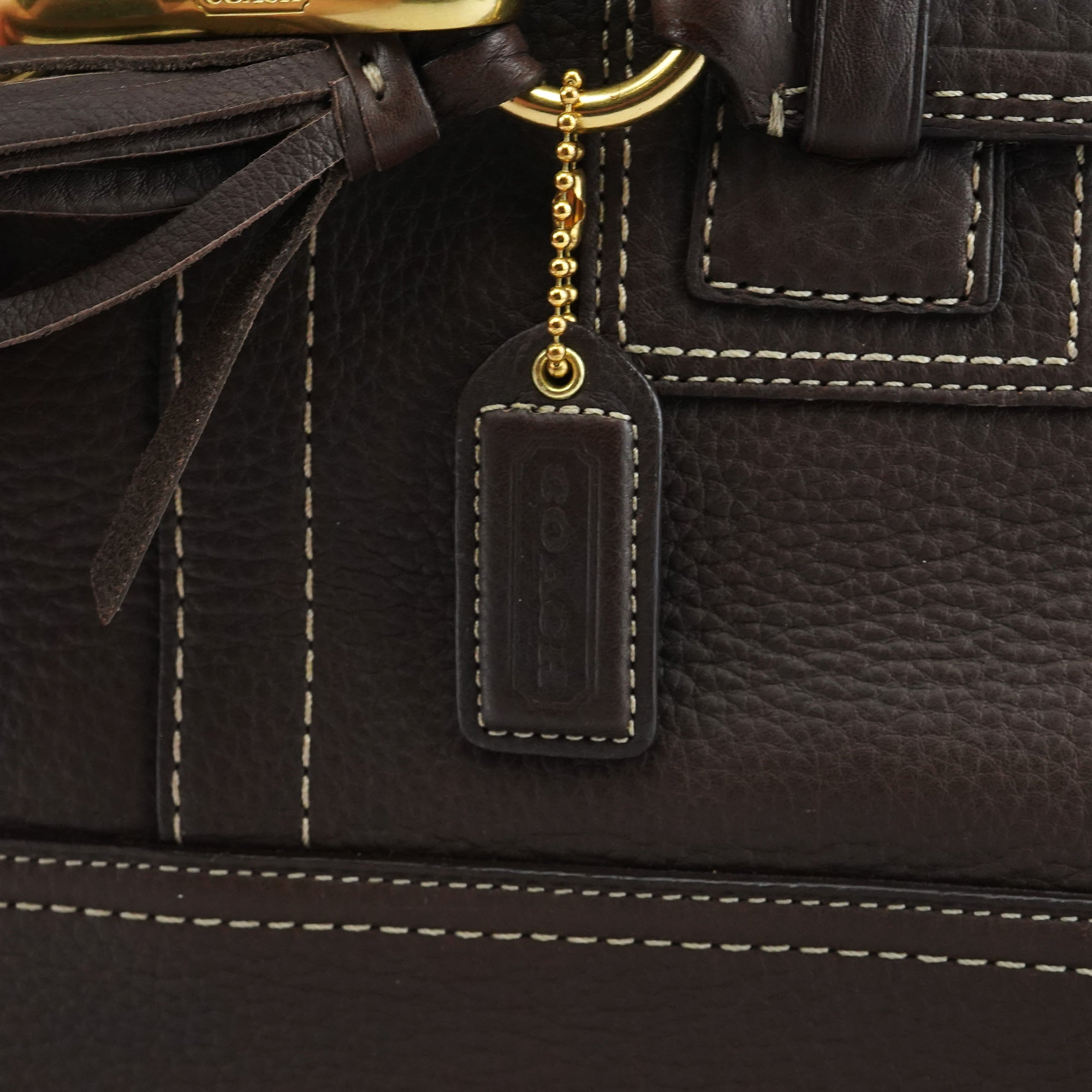 Coach F10212 Brown Pebbled Leather Hamptons Tote Bag