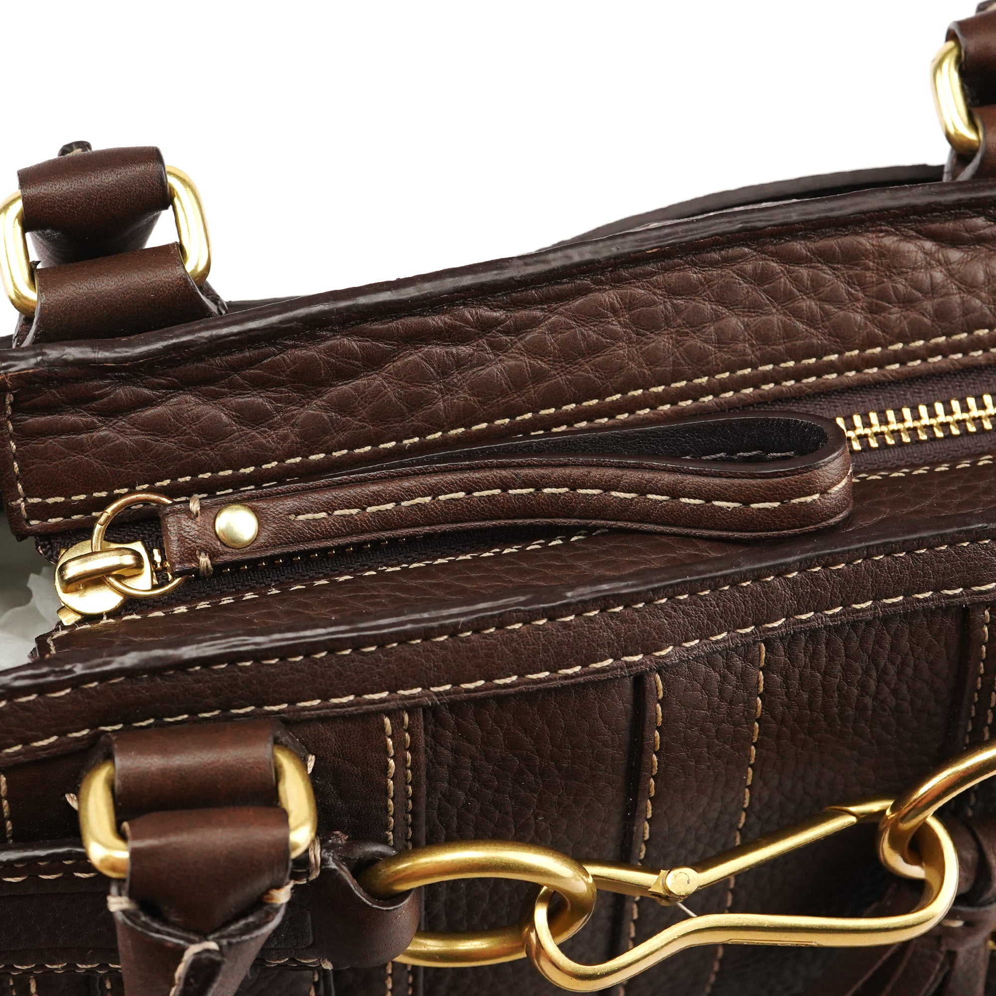 Coach F10212 Brown Pebbled Leather Hamptons Tote Bag