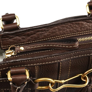 Coach F10212 Brown Pebbled Leather Hamptons Tote Bag