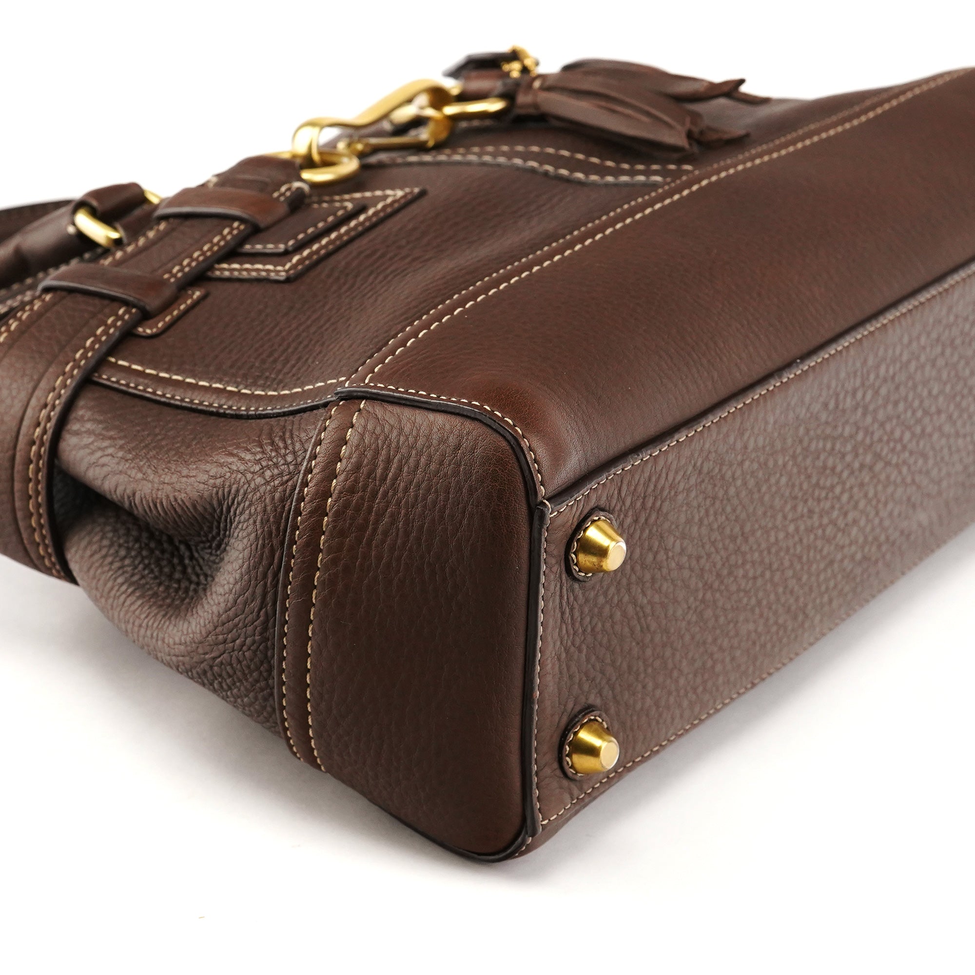 Coach F10212 Brown Pebbled Leather Hamptons Tote Bag