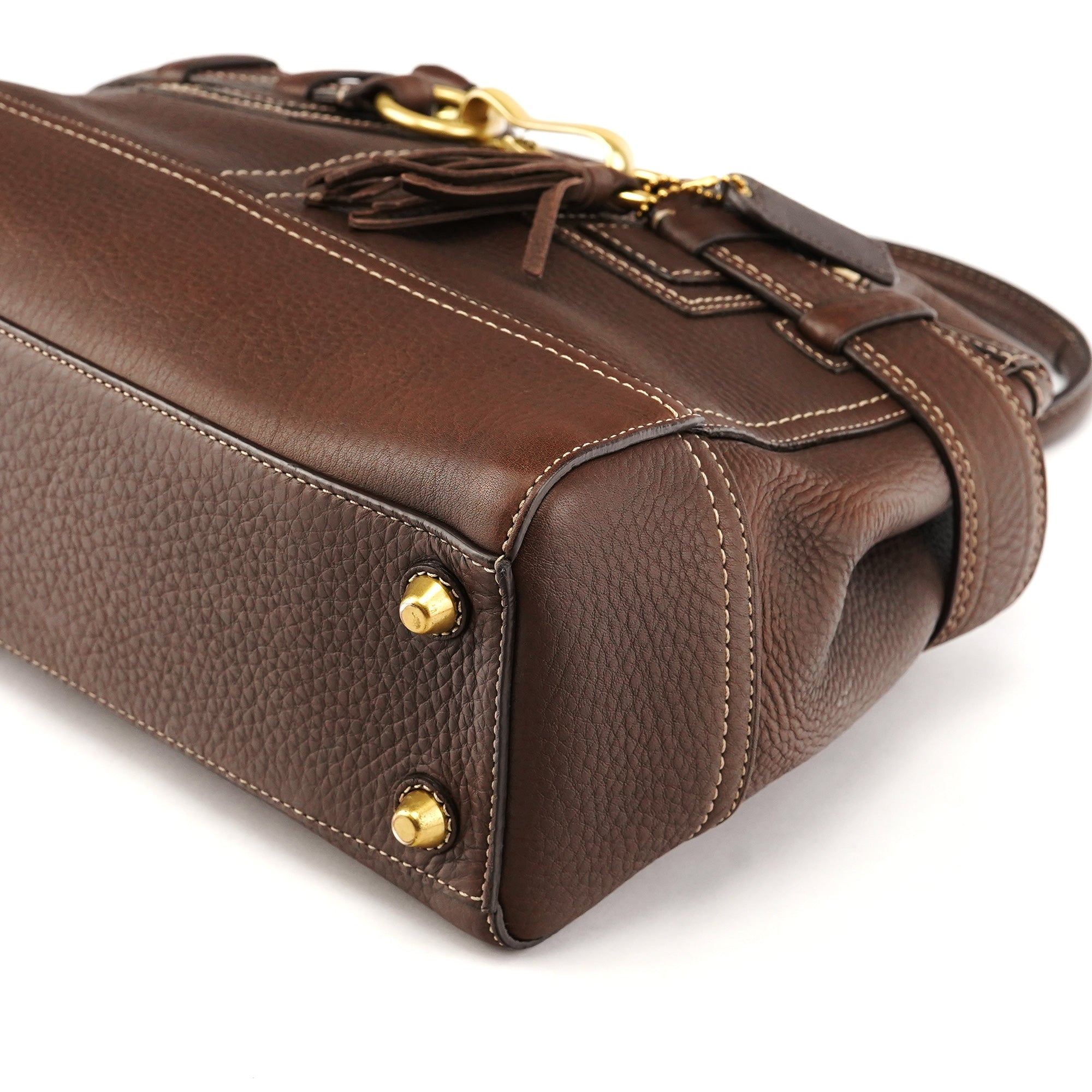 Coach F10212 Brown Pebbled Leather Hamptons Tote Bag