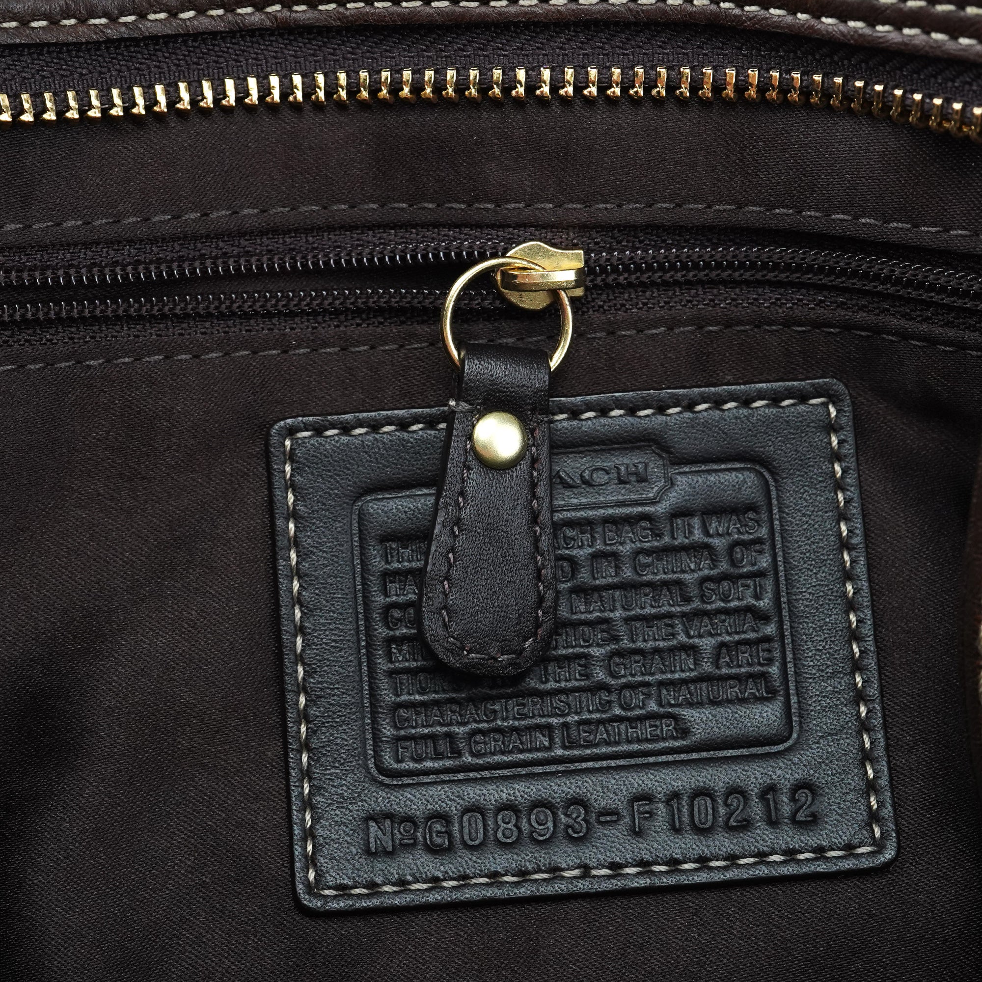 Coach F10212 Brown Pebbled Leather Hamptons Tote Bag