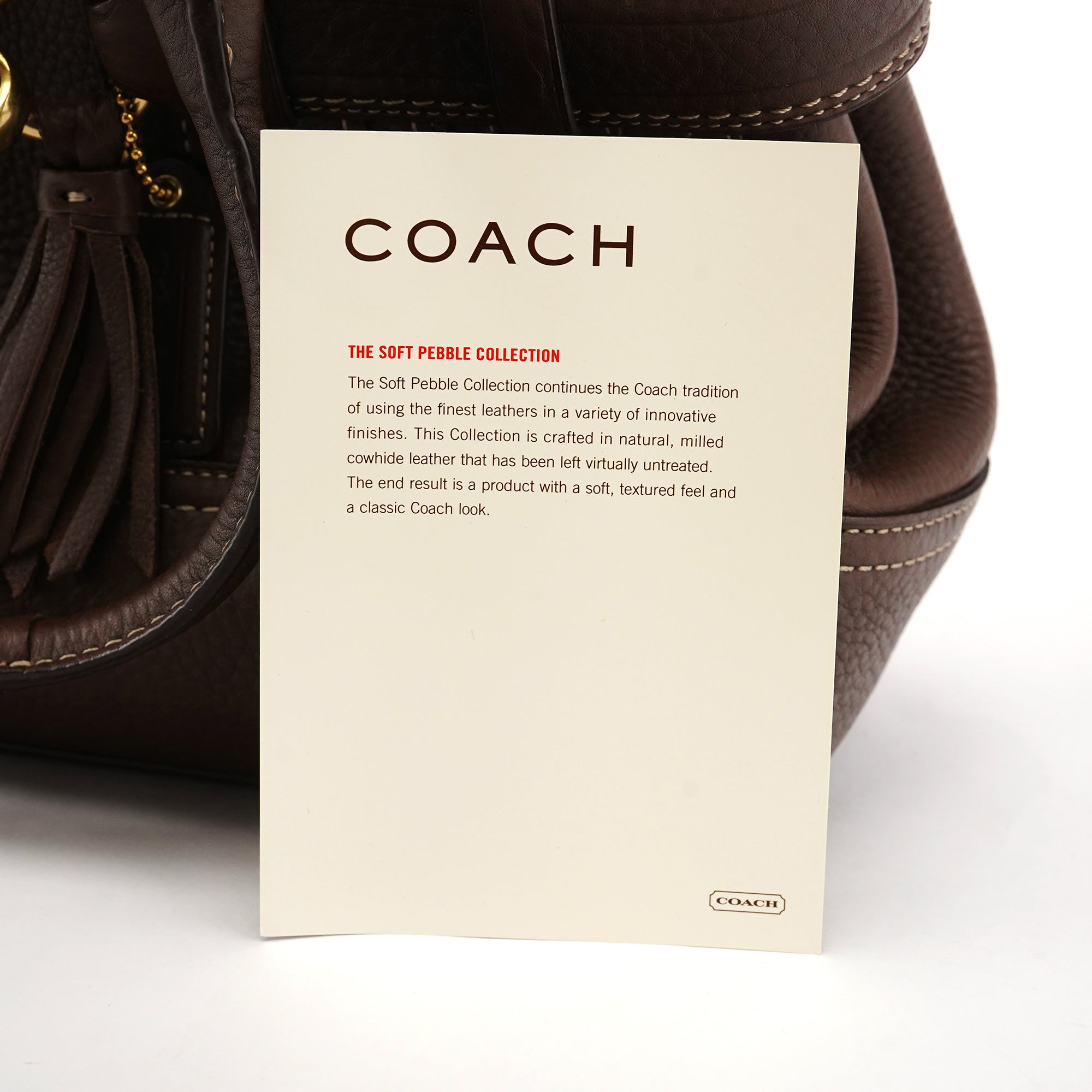 Coach F10212 Brown Pebbled Leather Hamptons Tote Bag