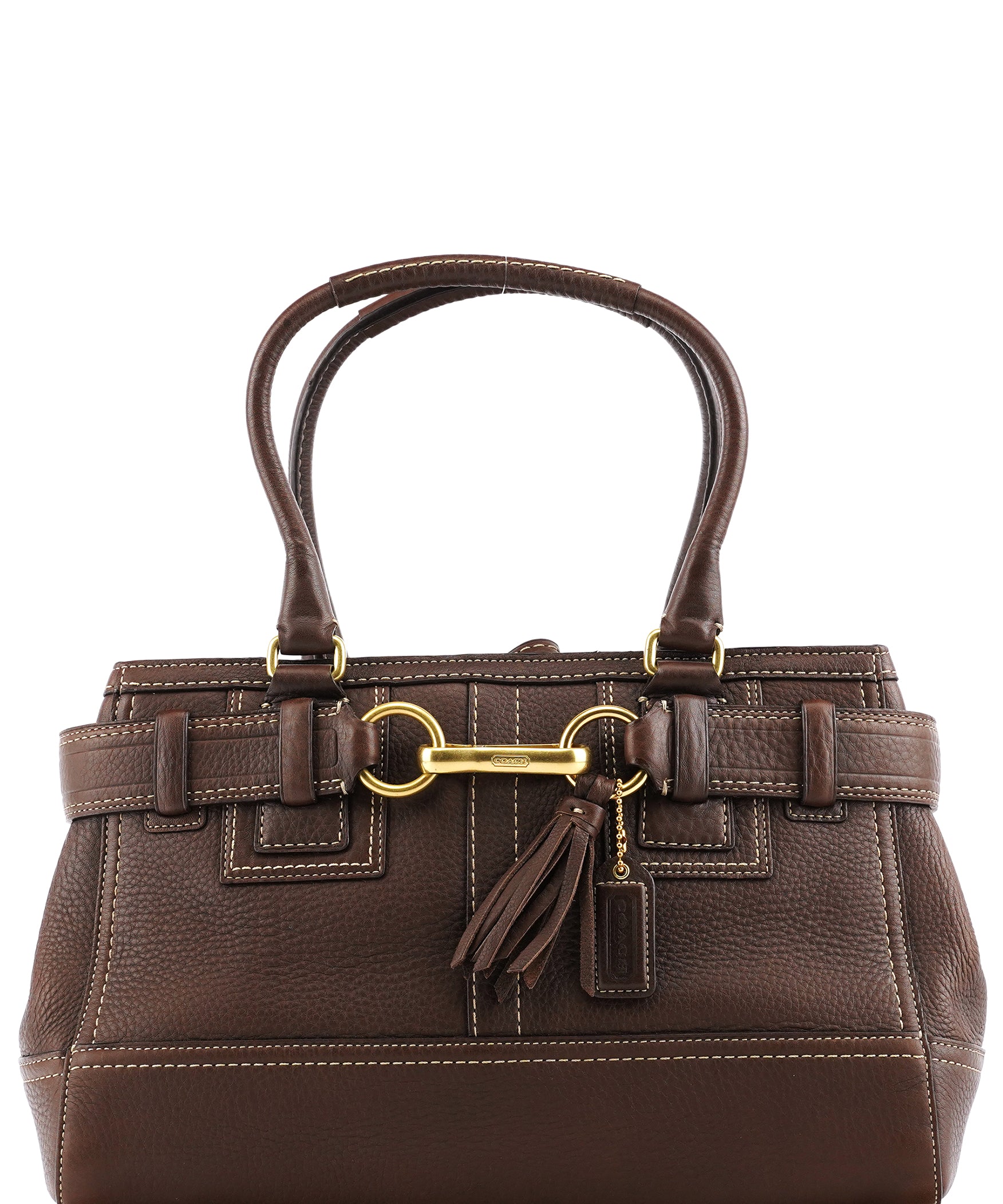 Coach F10212 Brown Pebbled Leather Hamptons Tote Bag