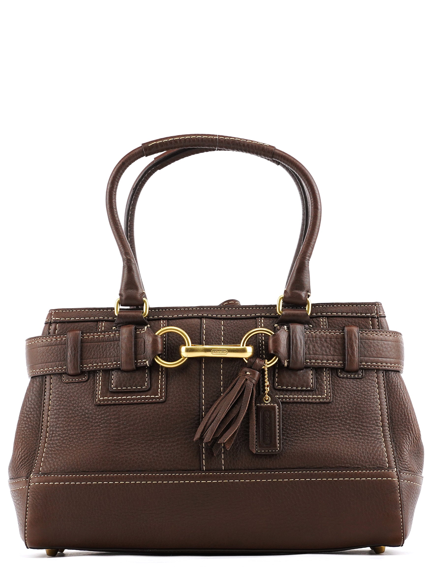 Coach F10212 Brown Pebbled Leather Hamptons Tote Bag