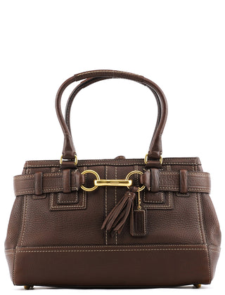Coach F10212 Brown Pebbled Leather Hamptons Tote Bag