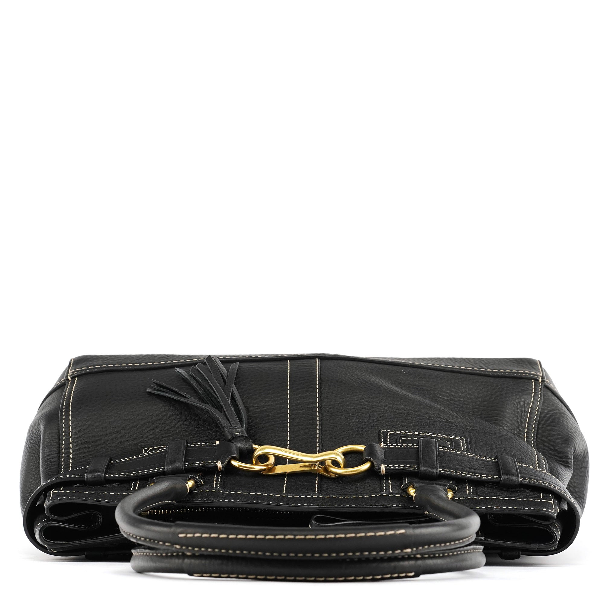 Coach F10213 Black Pebbled Leather Hamptons Tote Bag