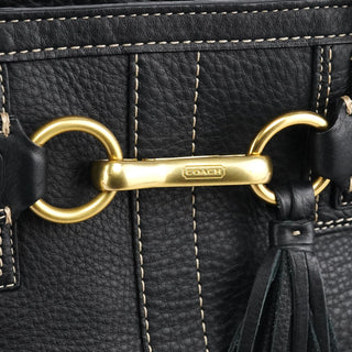 Coach F10213 Black Pebbled Leather Hamptons Tote Bag