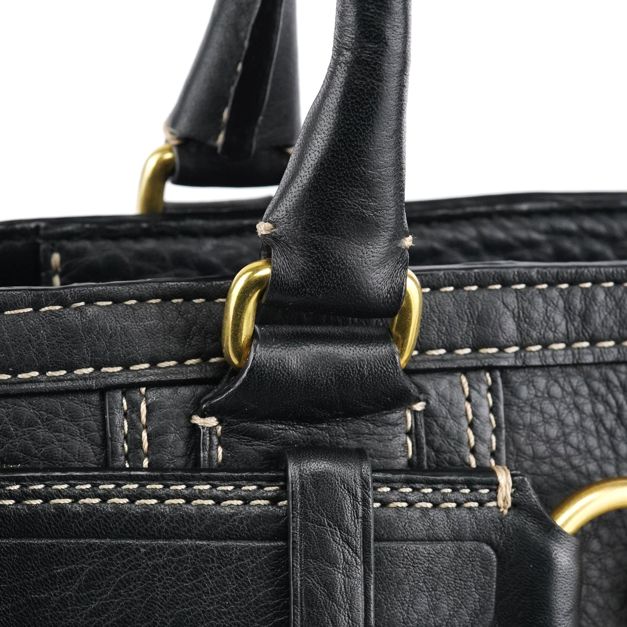 Coach F10213 Black Pebbled Leather Hamptons Tote Bag