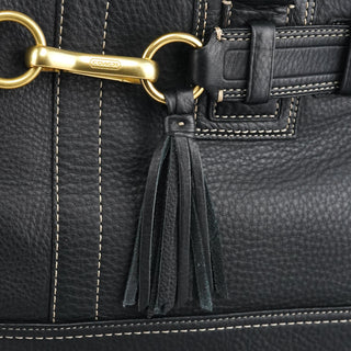 Coach F10213 Black Pebbled Leather Hamptons Tote Bag